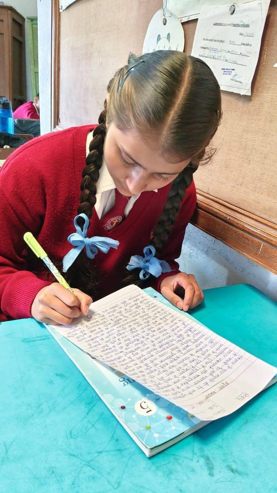 A student writing